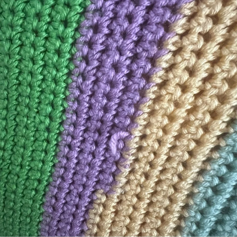 Handmade Crochet Knit Rainbow Stripe Throw Blanket for Bed or Couch Afghan